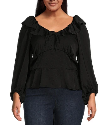 Jessica Simpson Plus Long Sleeve Aki Peasant Blouse