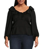 Jessica Simpson Plus Long Sleeve Aki Peasant Blouse