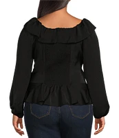 Jessica Simpson Plus Long Sleeve Aki Peasant Blouse