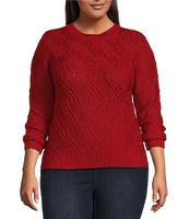 Jessica Simpson Plus Long Sleeve Ayaan Lurex Cable Sweater