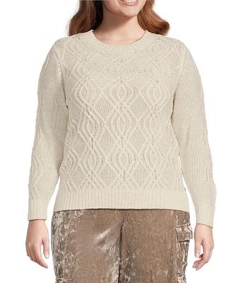 Jessica Simpson Plus Long Sleeve Ayaan Lurex Cable Sweater