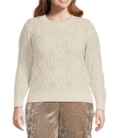 Jessica Simpson Plus Long Sleeve Ayaan Lurex Cable Sweater