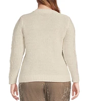 Jessica Simpson Plus Long Sleeve Ayaan Lurex Cable Sweater