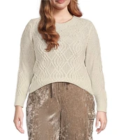 Jessica Simpson Plus Long Sleeve Ayaan Lurex Cable Sweater