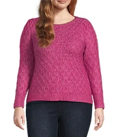 Jessica Simpson Plus Long Sleeve Kati Textured Wool-Blend Sweater