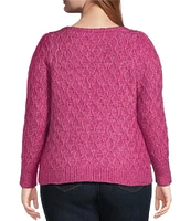 Jessica Simpson Plus Long Sleeve Kati Textured Wool-Blend Sweater