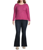 Jessica Simpson Plus Long Sleeve Kati Textured Wool-Blend Sweater