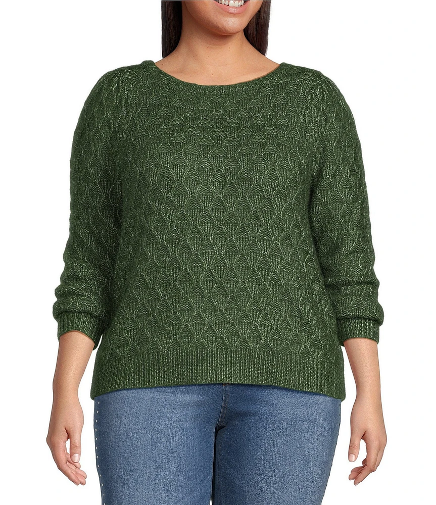 Jessica Simpson Plus Long Sleeve Kati Textured Wool-Blend Sweater