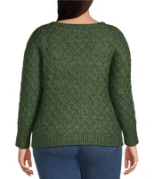 Jessica Simpson Plus Long Sleeve Kati Textured Wool-Blend Sweater