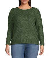 Jessica Simpson Plus Long Sleeve Kati Textured Wool-Blend Sweater