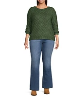 Jessica Simpson Plus Long Sleeve Kati Textured Wool-Blend Sweater