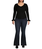 Jessica Simpson Plus Long Sleeve Selu Chiffon-Trimmed Sweater