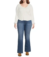 Jessica Simpson Plus Long Sleeve Selu Chiffon-Trimmed Sweater