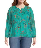 Jessica Simpson Plus Micaela Balloon Sleeve Floral Printed Blouse