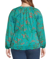 Jessica Simpson Plus Micaela Balloon Sleeve Floral Printed Blouse