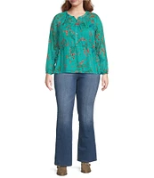 Jessica Simpson Plus Micaela Balloon Sleeve Floral Printed Blouse