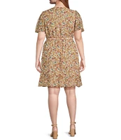 Jessica Simpson Plus Regina V-Neck Floral Print Dress