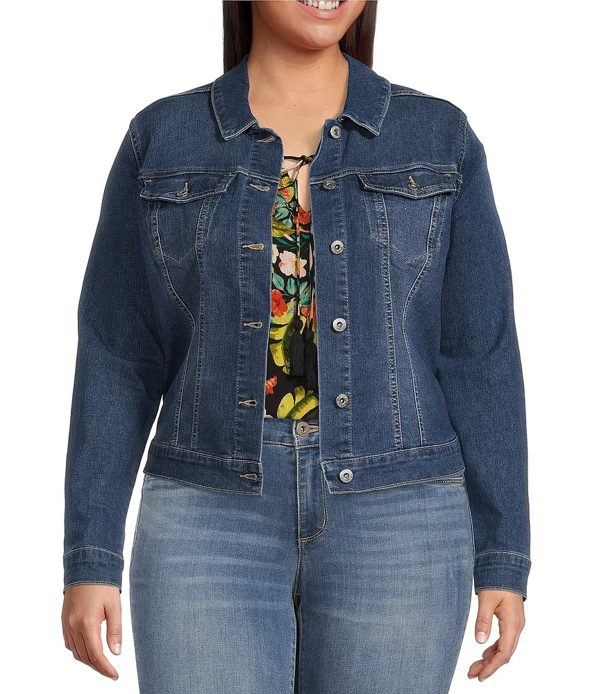 Jessica Simpson Plus Size Pixie Long Sleeve Classic Denim Jacket