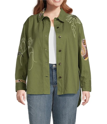 Jessica Simpson Plus Size Long Sleeve Floral Shacket