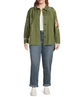 Jessica Simpson Plus Size Long Sleeve Floral Shacket