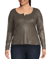 Jessica Simpson Plus Size Tahani Long Sleeve Henley Top