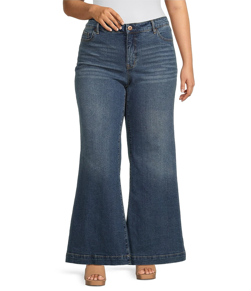 Jessica Simpson Plus Size True Love Wide Leg High Rise Jeans