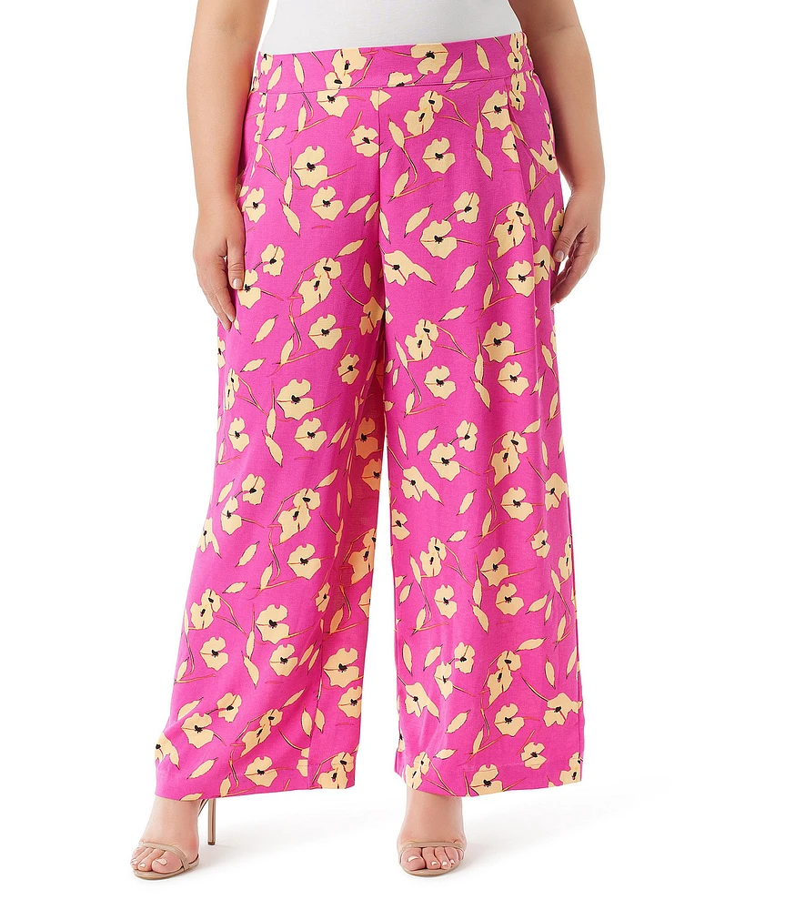 Jessica Simpson Plus Winnie High Rise Printed Wide Leg Pants