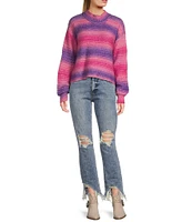 Jessica Simpson Portia Long Sleeve Printed Acrylic-Blend Cropped Sweater