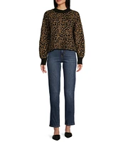 Jessica Simpson Portia Long Sleeve Leopard Printed Crop Sweater