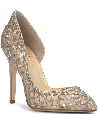 Jessica Simpson Prizma Rhinestone Grid D'Orsay Dress Pumps