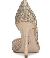 Jessica Simpson Prizma Rhinestone Grid D'Orsay Dress Pumps