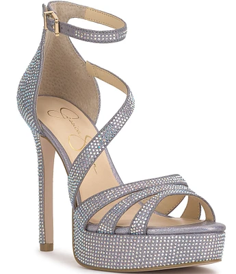 Jessica Simpson Shyremin Iridescent Rhinestone Platform Dress Sandals