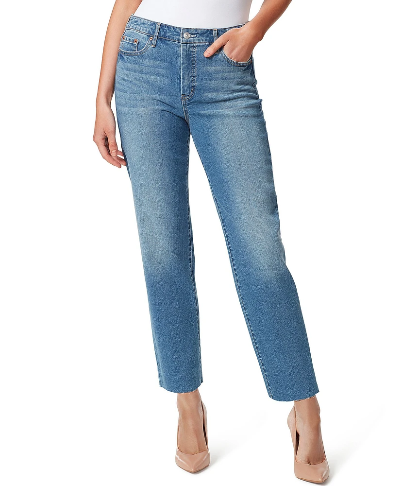 Jessica Simpson Spotlight High Rise Raw Hem Straight Jeans