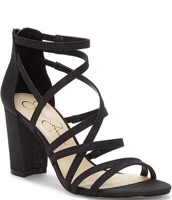 Jessica Simpson Stassey Glitter Strappy Block Heel Sandals