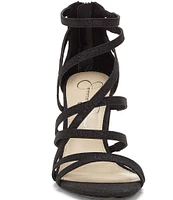 Jessica Simpson Stassey Glitter Strappy Block Heel Sandals