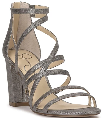 Jessica Simpson Stassey Shimmer Strappy Block Heel Sandals