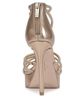 Jessica Simpson Suvrie Metallic Rhinestone Strappy Platform Dress Sandals