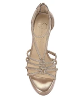 Jessica Simpson Suvrie Metallic Rhinestone Strappy Platform Dress Sandals