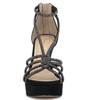 Jessica Simpson Suvrie Suede Rhinestone Strappy Platform Dress Sandals