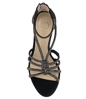 Jessica Simpson Suvrie Suede Rhinestone Strappy Platform Dress Sandals