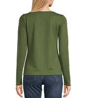 Jessica Simpson Tahani Long Sleeve Solid Henley Top