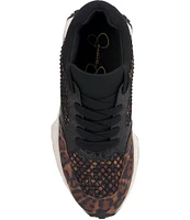 Jessica Simpson Tameranne Leopard Print Rhinestone Platform Sneakers