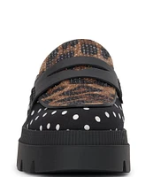 Jessica Simpson Uma3 Leopard and Polka Dot Printed Loafer Mules