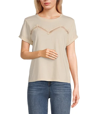 Jessica Simpson Valeriya Lace Inset Short Sleeve T-Shirt