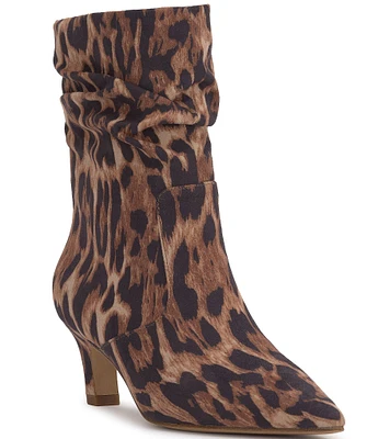 Jessica Simpson Vyluna Leopard Print Slouch Kitten Heel Booties