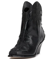 Jessica Simpson Zolly Snake Embossed Rhinestone Western Booties