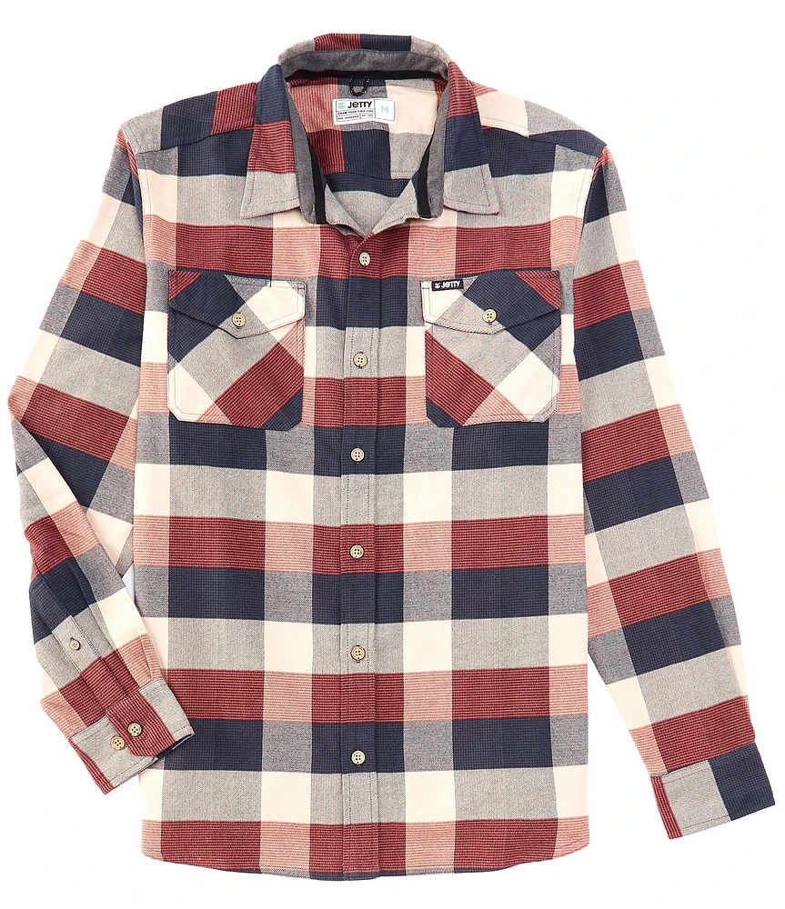 JETTY Breaker Checked Plaid Flannel Long Sleeve Woven Shirt