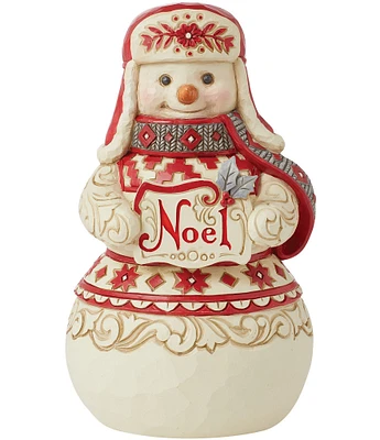 Jim Shore Heartwood Creek Nordic Noel Snowman with Noel Sign Figurine