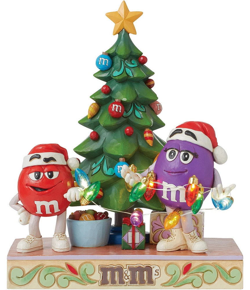 Jim Shore M&M's® by Jim Shore LED Lighted Red & Purple M&M's Characters with Christmas Tree Figurine