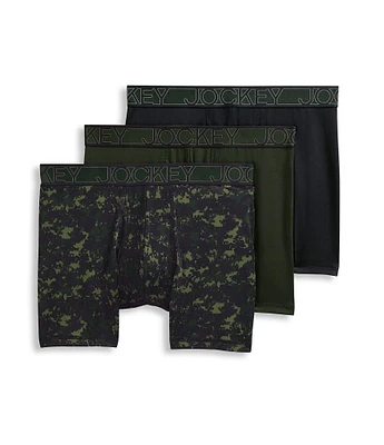 Jockey Signature Active Microfiber Eco 5#double; Inseam Geometric Camo Boxer Briefs 3-Pack